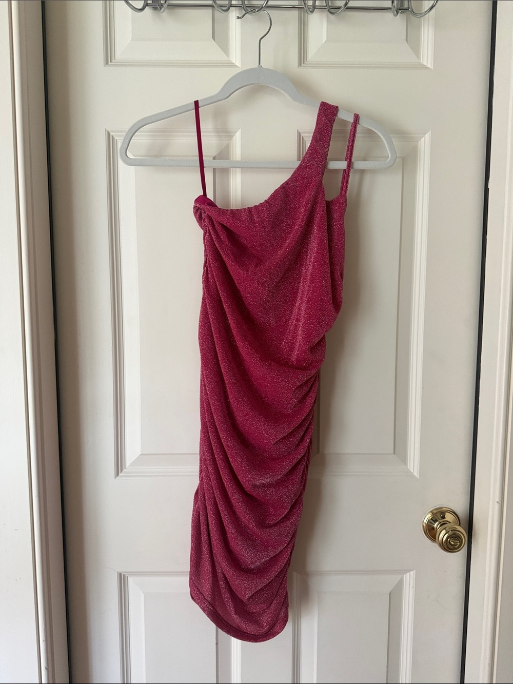 superdown One-Shoulder pink sparkly dress